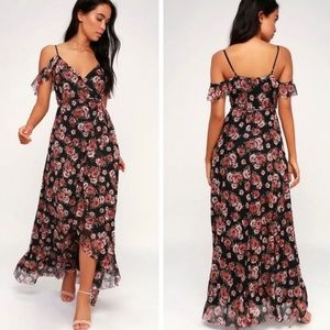 Lulu's Floral Print Wrap Maxi Dress - Size M